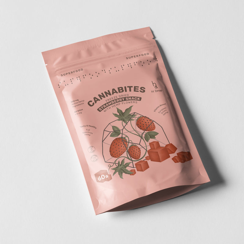 Bites of Calm - Freeze Dried Strawberry Snack with Hemp Flowers (60pc, 300mg)
